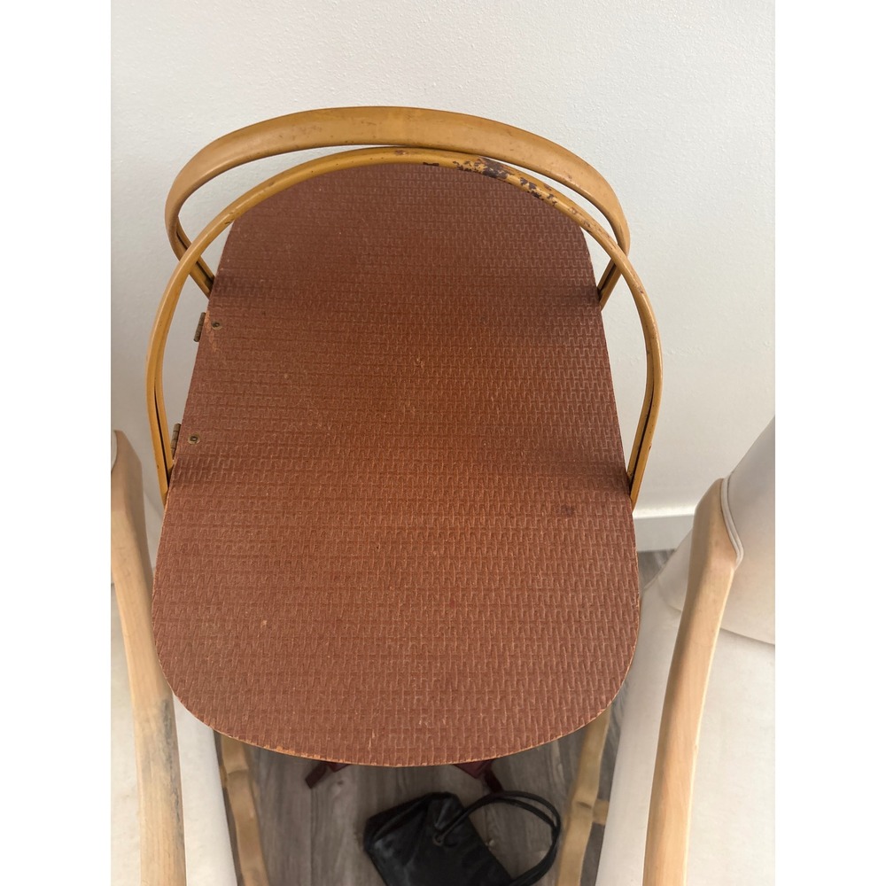 Vintage 1970's Hawkeye Burlington Woven Wicker Picnic Basket Wood Trim - Picture 5 of 11